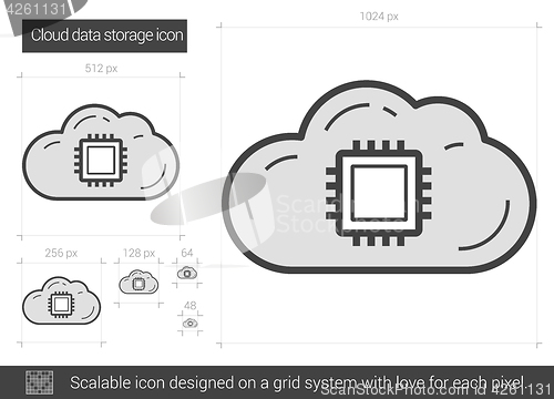 Image of Cloud data storage line icon.