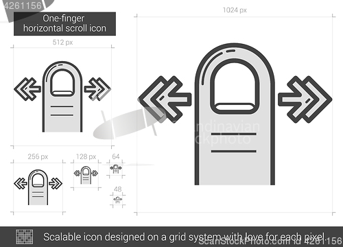 Image of One-finger horizontal scroll line icon.