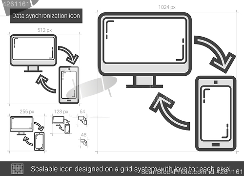 Image of Data synchronization line icon.