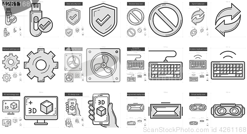 Image of Gadgets line icon set.