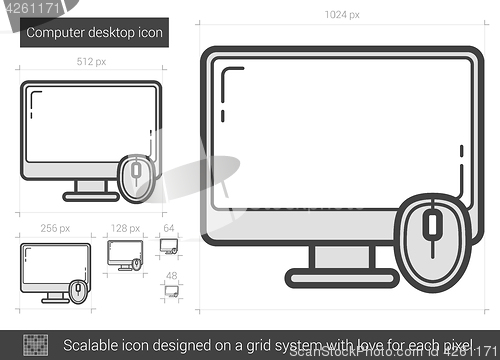 Image of Computer desktop line icon.