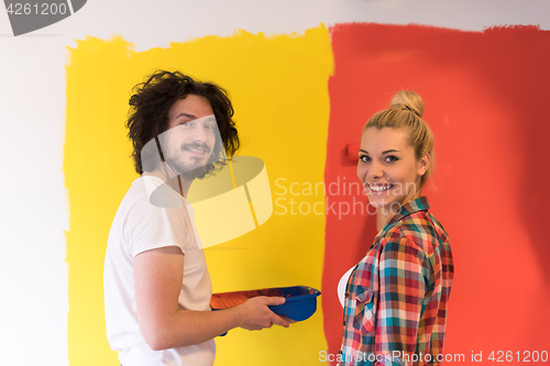 Image of couple painting interior wall