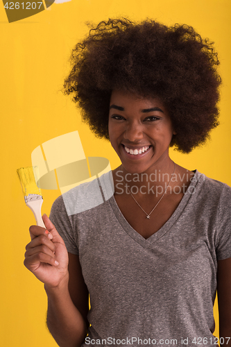 Image of black woman painting wall