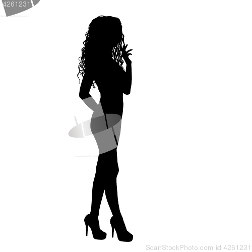 Image of Beautiful fashion girl silhouette on a white background