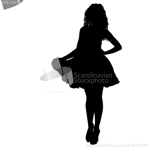 Image of Beautiful fashion girl silhouette on a white background