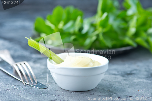 Image of celery with sauce