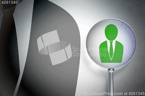 Image of Finance concept:  Business Man with optical glass on digital background