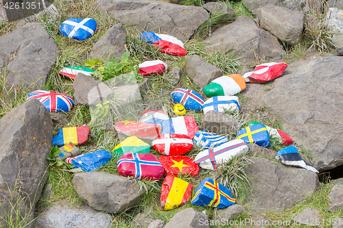 Image of Painted pebbles with flags