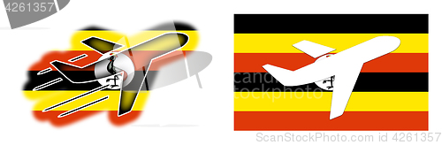 Image of Nation flag - Airplane isolated - Uganda