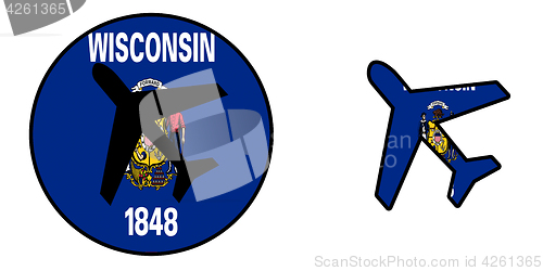 Image of Nation flag - Airplane isolated - Wisconsin