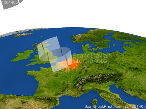 Image of Belgium in red from orbit