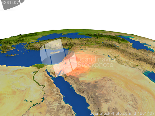 Image of Jordan in red from orbit