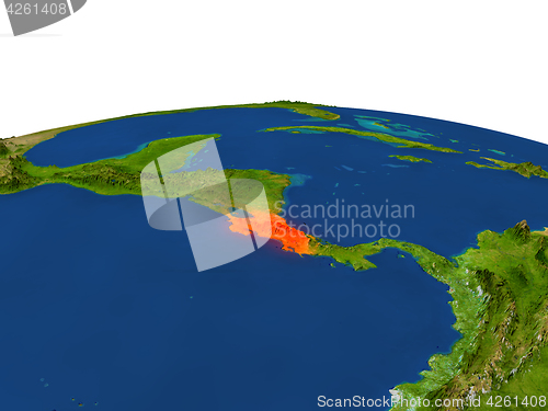 Image of Costa Rica in red from orbit