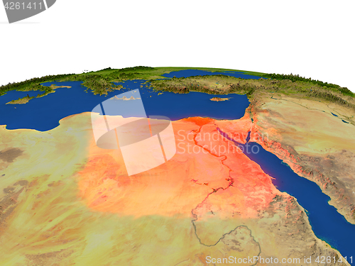 Image of Egypt in red from orbit
