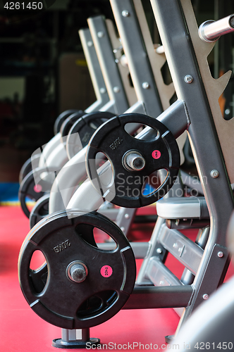 Image of Barbell bench press stands ready to use