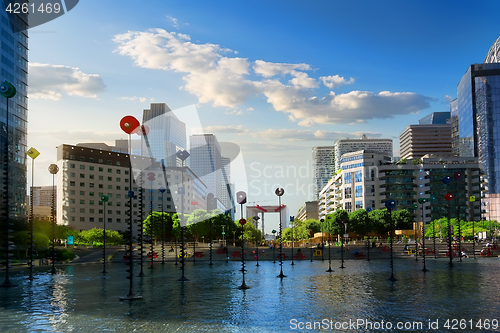 Image of Skyscrapers and fountain