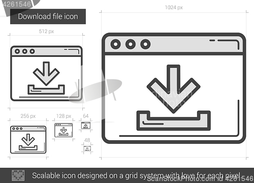 Image of Download file line icon.