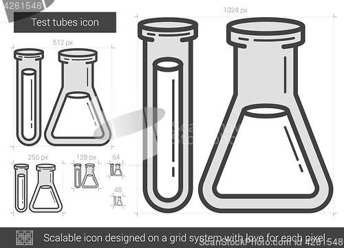 Image of Test tubes line icon.