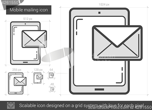 Image of Mobile mailing line icon.