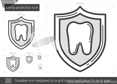 Image of Cavity protection line icon.