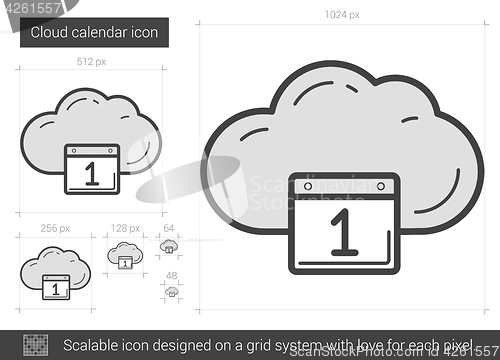 Image of Cloud calendar line icon.