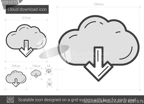 Image of Cloud download line icon.