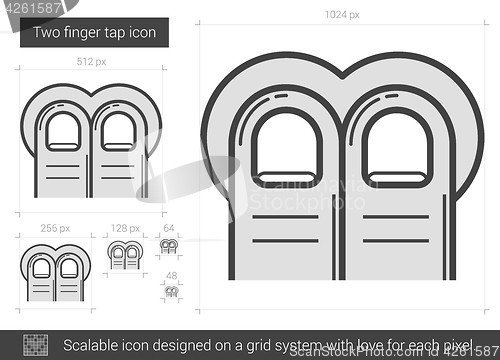 Image of Two-finger tap line icon.