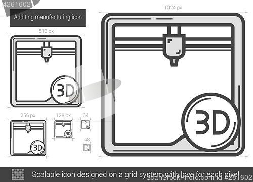 Image of Additing manufacturing line icon.