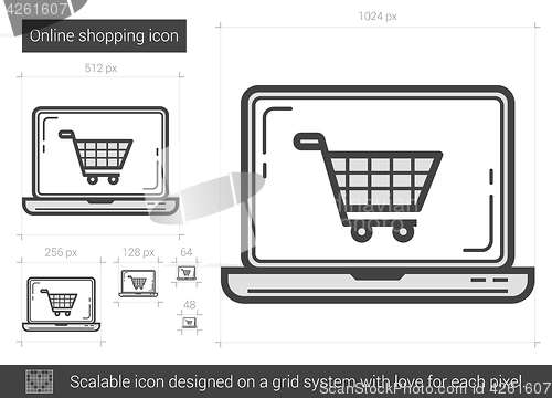 Image of Online shopping line icon.