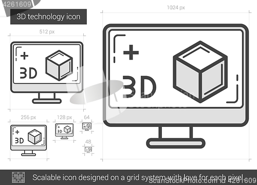 Image of Three d technology line icon.