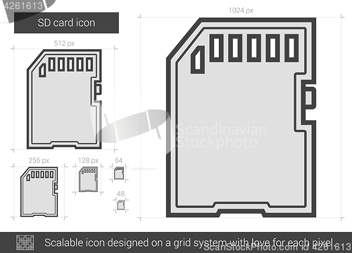 Image of SD card line icon.