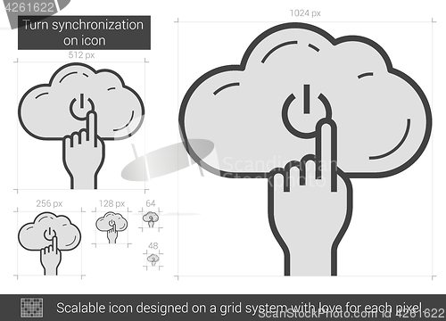 Image of Turn synchronization on line icon.