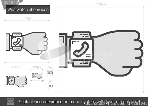 Image of Wristwatch phone line icon.