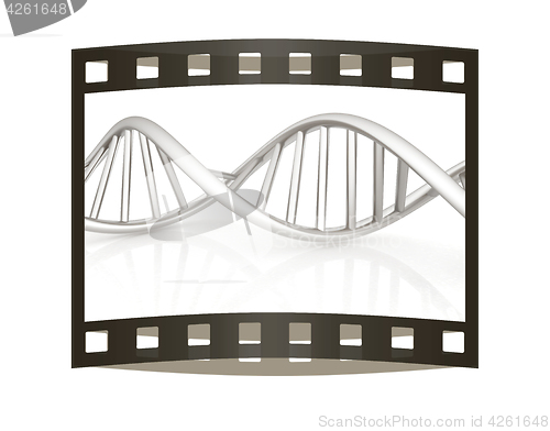 Image of DNA structure model. 3d illustration. The film strip