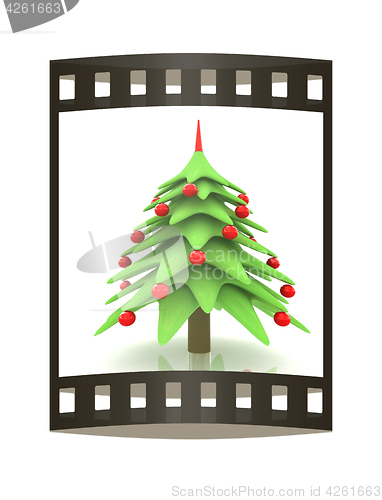 Image of Christmas tree. 3d illustration. The film strip