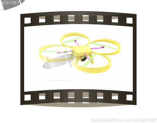 Image of Drone, quadrocopter, with photo camera. 3d render. The film stri