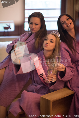 Image of girls doing Selfy on  bachelorette party