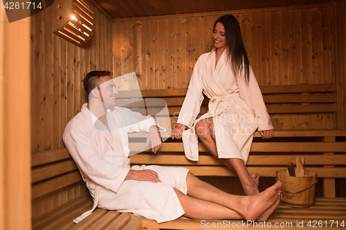 Image of couple relaxing in the sauna