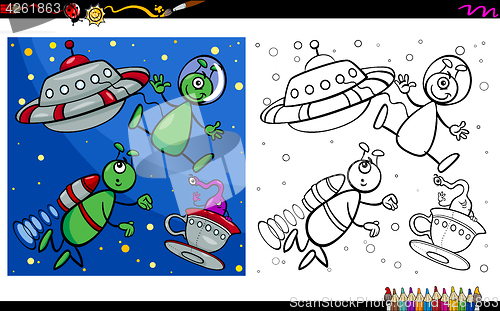 Image of alien characters coloring page