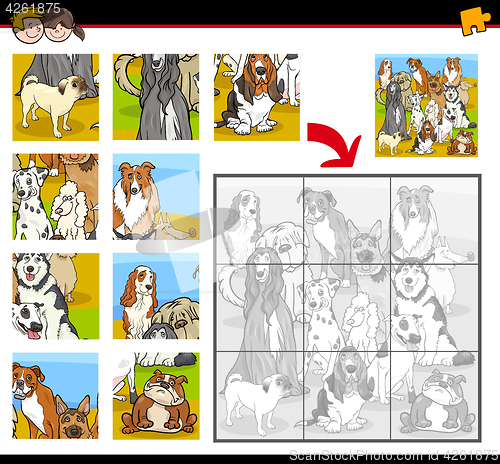 Image of jigsaw puzzle activity with dogs