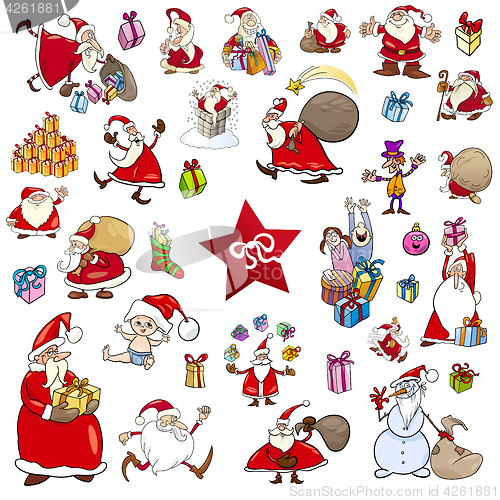 Image of cartoon christmas characters set