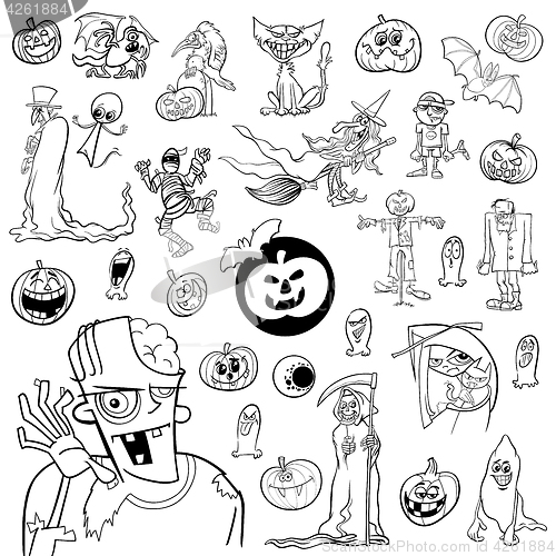 Image of black and white Halloween set