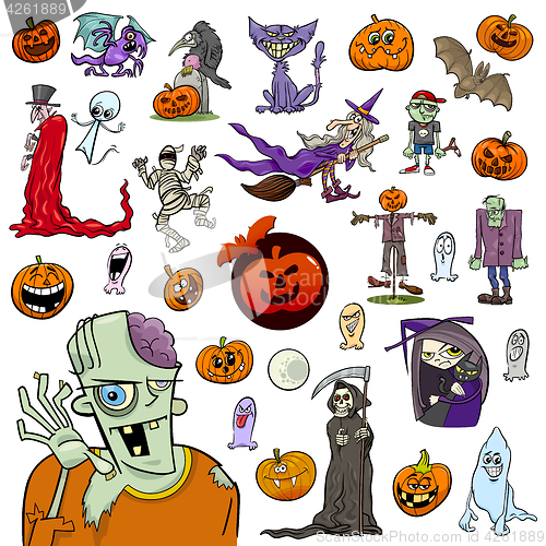 Image of Halloween cartoon set