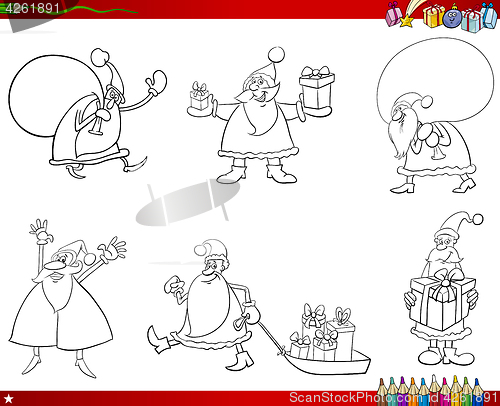 Image of santa claus set coloring page