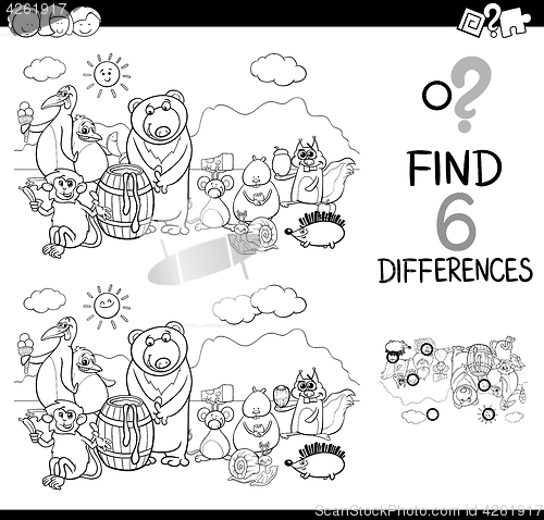 Image of differences activity coloring page