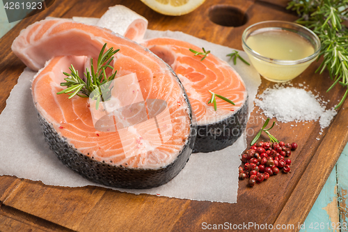 Image of Raw salmon steak