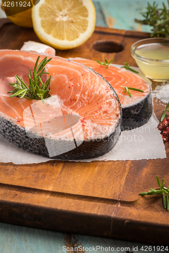 Image of Raw salmon steak