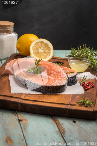 Image of Raw salmon steak