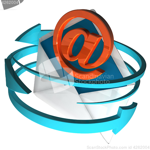 Image of At Sign On Envelope Shows E-mail