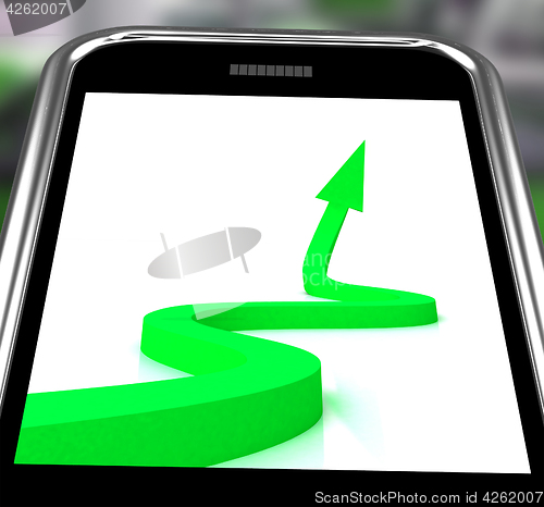 Image of Arrow Pointing Up On Smartphone Showing Progression Report